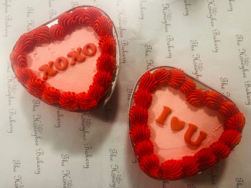 mini valentine's heart cake personalised