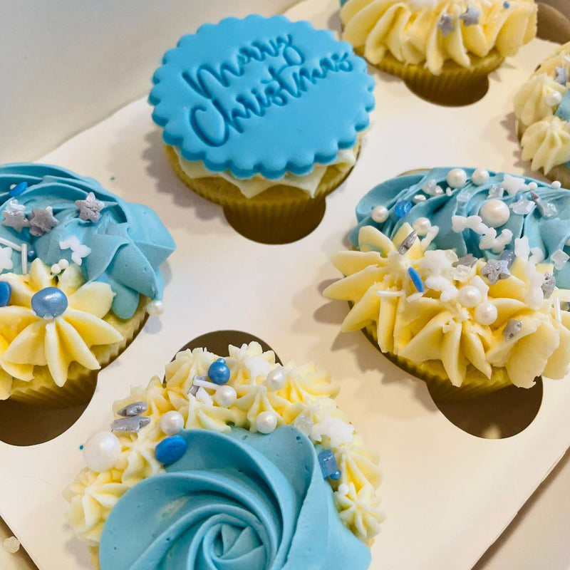 Blue Christmas Cupcake box