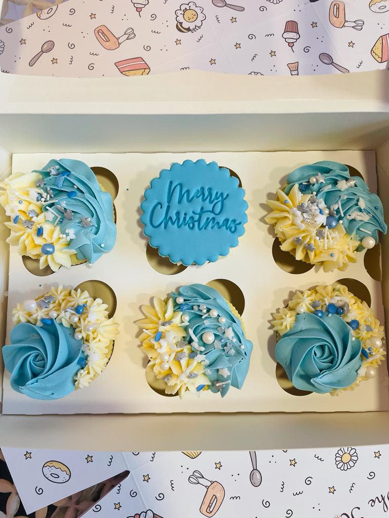 Blue Christmas Cupcake box