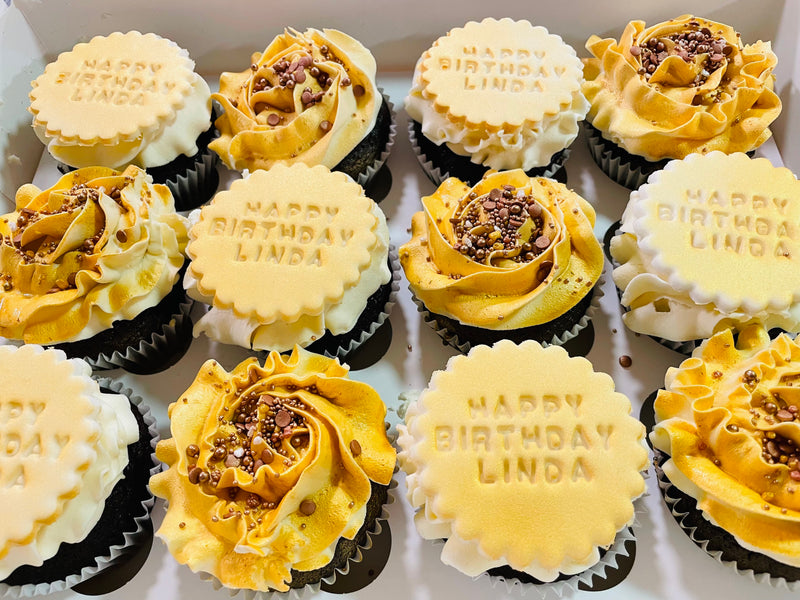 Gold Birthday Cupcake Box