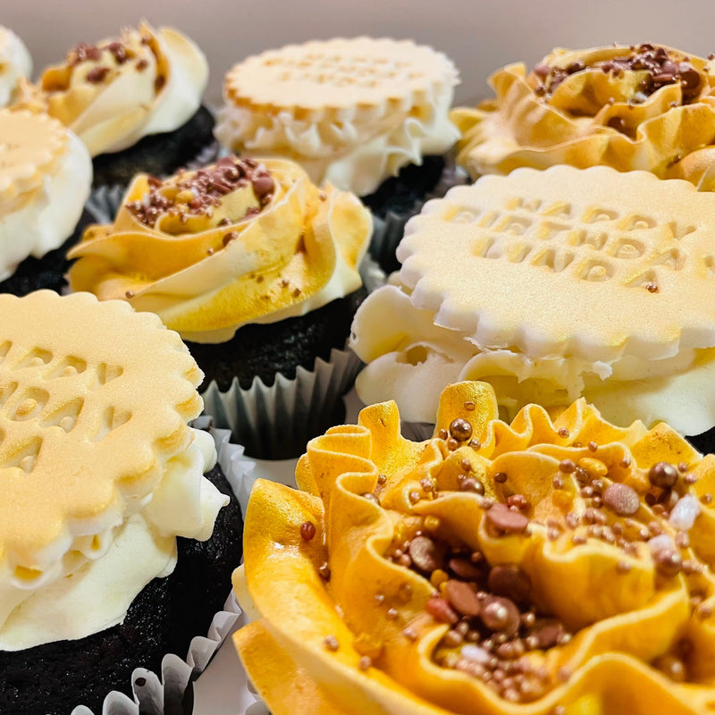 Gold Birthday Cupcake Box