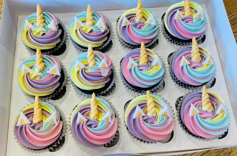 Rainbow unicorn cupcake box