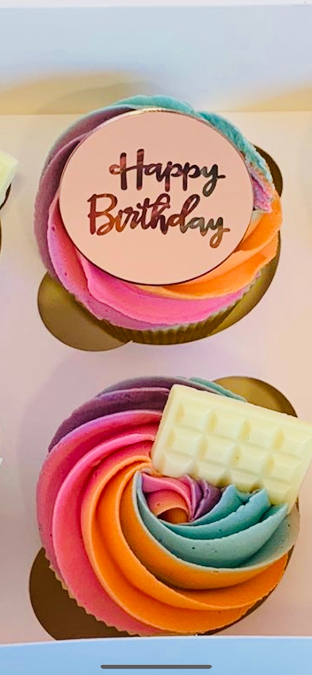 Rainbow Happy Birthday Cupcakes