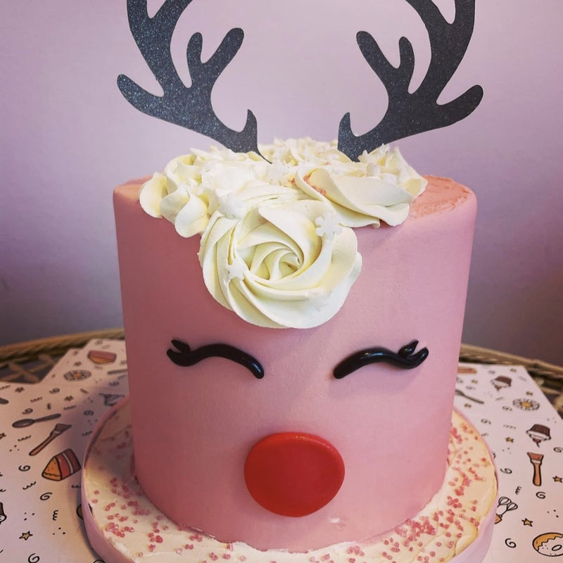 Pink Reindeer cake 8”